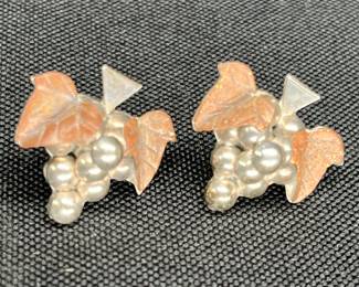 Vintage Taxco Sterling Grape Pierced Earrings
