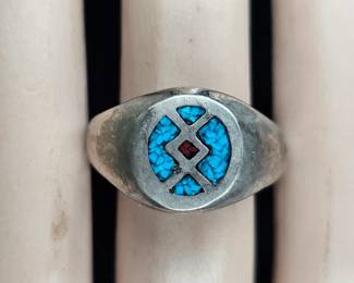 Native American Sterling Silver Turquoise Ring
