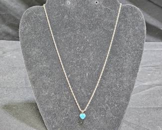 18" Blue Zircon Sterling Silver Necklace