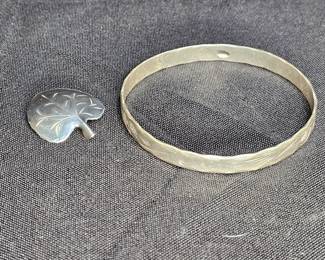 Stuart Nye Sterling Bangle Bracelet & Brooch