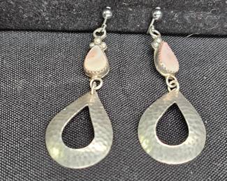 Sterling Silver & MOP Tear Drop Dangle Earrings