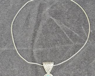 Bali Style Sterling & Turquoise Dangle Necklace