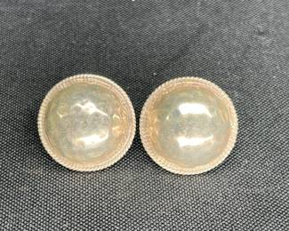 Vintage 925 Modernist Hammered Dome Earrings