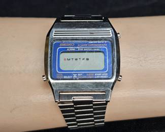 Vtg Seiko Alarm Chronograph Wrist Watch