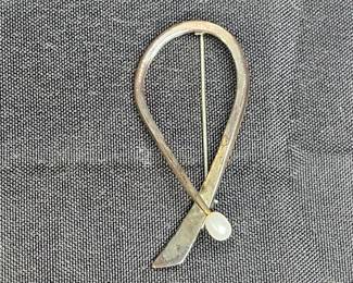 Sterling Silver Ribbon Pin Brooch