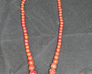 2 Red Coral Necklace, Earrings & Ring