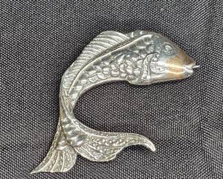 Vintage Sterling Silver Fish Brooch