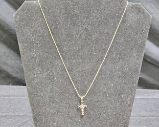 Sterling Silver & Sapphire Cross Necklace