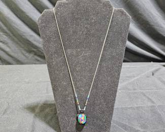 Liquid Silver Inlaid Turtle Necklace