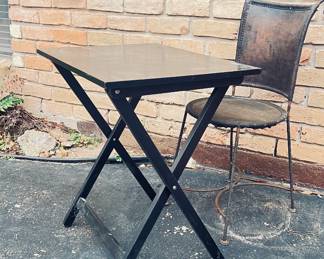 Table and Outdoor Chair / Table is wood, Chair is Metal 