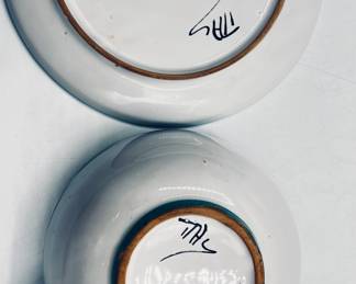 Vintage Hand Painted soup cup and saucer / made in Majolica 