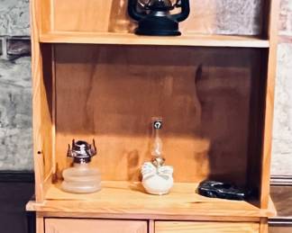 Beautiful Wooden Vintage Cabinet with oil lanters