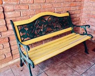 Outdoor Natural Park bench / wood and metal 