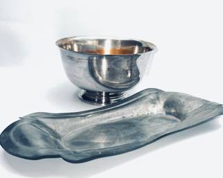 Pewter Plate, & Bowl 