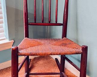 Antique Artisian Ladies Rocker/ with rush seat.