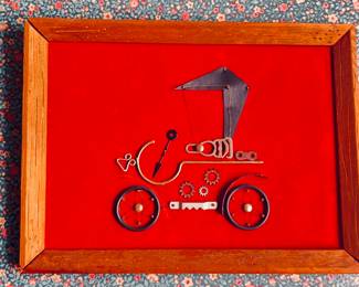 2- piece Vintage piece of handcrafted art with steampunk style. Sewing media.