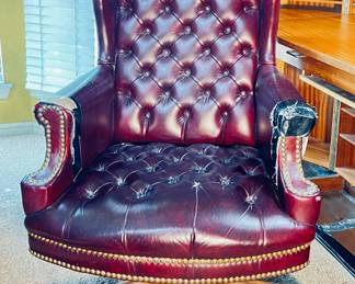 Leather Office Chair , Nice Leather burgundy color 