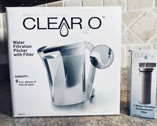 Clear 2-O Water Filtration Pitcher with filter ,serves 9-8oz glasses.