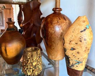 Hand-turned wood art forms