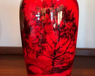 Hand-decorated art glass vase