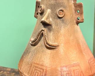 Mexican pottery vessel figural face Mid 20th century  value $400 OBO
