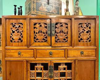 Antique Chinese Carved Sideboard Cabinet, $2400/OBO