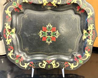 Vintage Asian Hand-Painted Lacquer Serving Tray, $225/OBO