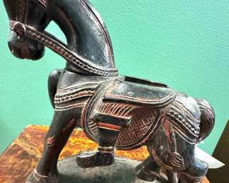 Antique Hand-Carved Wooden Horse Sculpture (Missing Top Element, Damaged Leg), $225/OBO