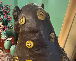 Vintage Mexico (Oaxaca/ Guerrero style) Folk art sculpture pottery hand-painted, mid 20th century , value $800 OBO