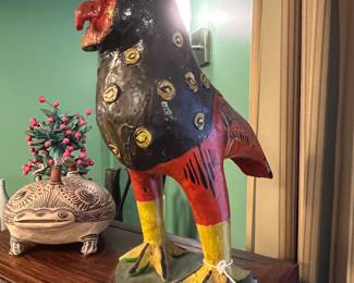 Vintage Mexico (Oaxaca/ Guerrero style) Folk art sculpture pottery hand-painted, mid 20th century , value $800 OBO