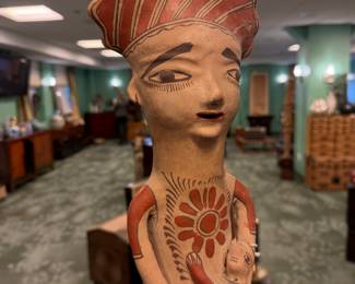 traditional Mexican folk art ceramic figure, specifically a "Reina" (queen) sculpture from San Agustín Oapan, Guerrero, Mexico. $300/OBO