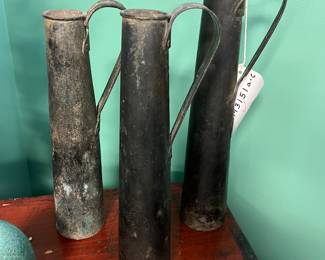 Vintage Metal tall cylindrical Vessels, value $80 each OBO