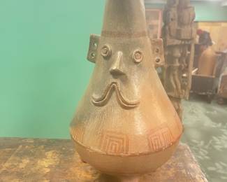 Mexican pottery vessel figural face Mid 20th century  value $400 OBO