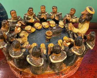 Vintage Peruvian / Andean  (Cusco School) Folk Art Sculpture "Last Supper" Mid-20th century value $500-900, now $550