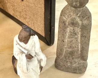 Stone Standing Figure, $225/OBO - Seated Figurine in White Robe, $95/OBO