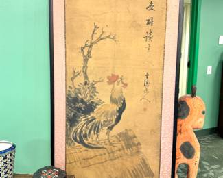 Japanese Hanging Scroll Rooster Painting (Kakejiku), $1000/OBO