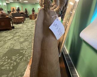 Large Terracotta / clay carved sculptural figurine, 20th c. Mexican influenced folk art, matte fish, value $1000 OBO