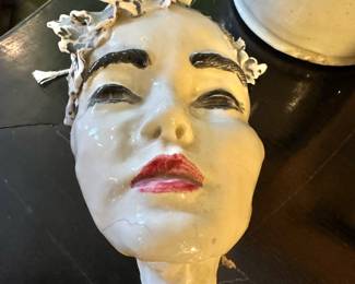 Ceramic Face Sculpture with Painted Details, $400/OBO
