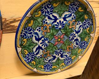 Hand-Painted Mexican Talavera Plate – Puebla, Signed, Floral Motif-  “UMARTE PUE. MEX E.C.R" $275/OBO