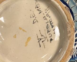 Vintage Handmade Blue & White tin-glazed earthenware Bowl, Mexican Talavera style, late 19th to early 20th century , signed, value $400 OBO