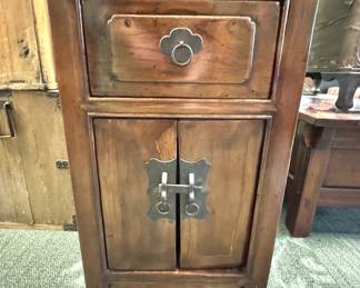 Antique Asian Elmwood Bedside Cabinet with Iron Hardware, $650/OBO