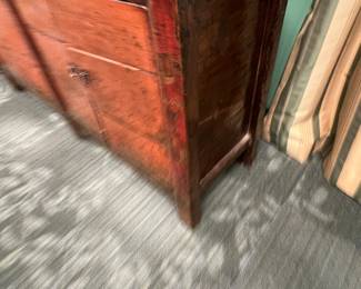 Antique Chinese red-laquered wood cabinet / sideboard, late Qing dynasty to early Republic (c.1880-1920), value $2800 OBO