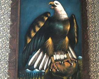 Eagle velvet painting (framed 29” x 41”)