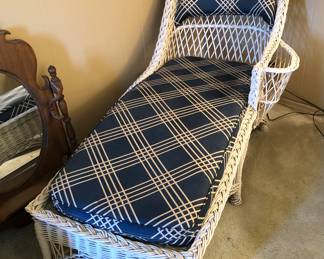 Vintage wicker chaise (66”L, 30”W, 36” high at back) 