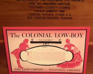 Label inside cedar chest 