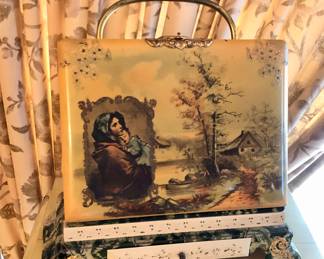 Antique celluloid & velvet photo album with stand 