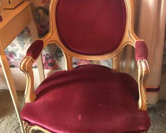 French Provincial chair with velvet upholstery
