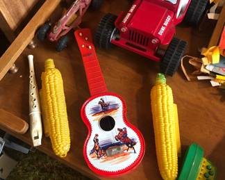 Vintage toy instruments & toy Jeep