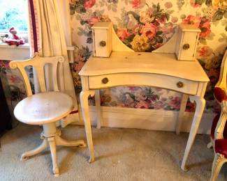 Painted vanity (30”L, 17”D, 29” high to surface) + swivel stool 