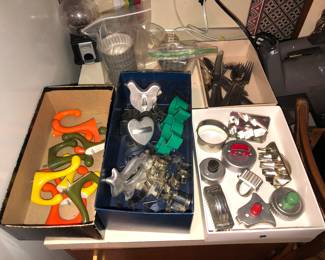 Colorful ceramic hooks, cookie cutters